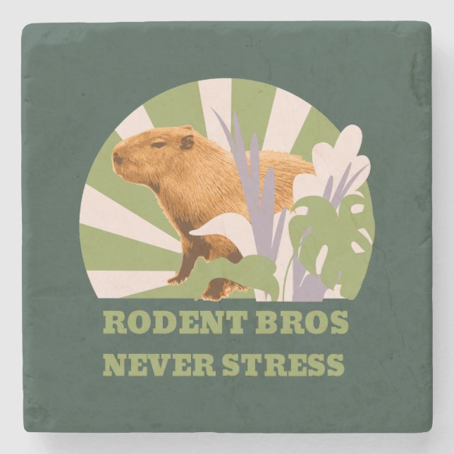 Rodent Bros Never Stress Capybara Stone Coaster (Front)