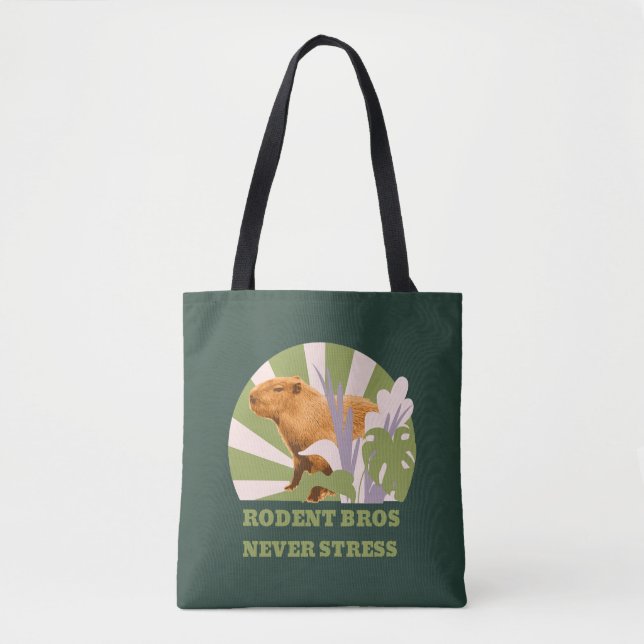 Rodent Bros Never Stress Capybara Tote Bag (Front)