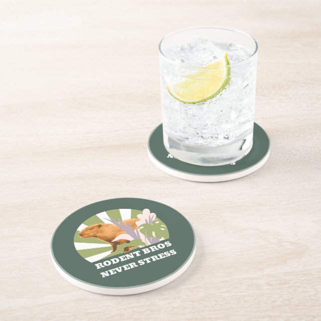 Rodent Bros Never Stress Funny Capybara Coaster (Side)
