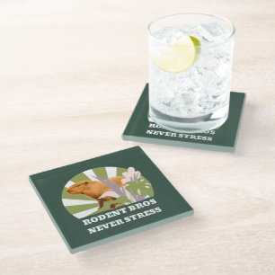 Rodent Bros Never Stress Funny Capybara Glass Coaster
