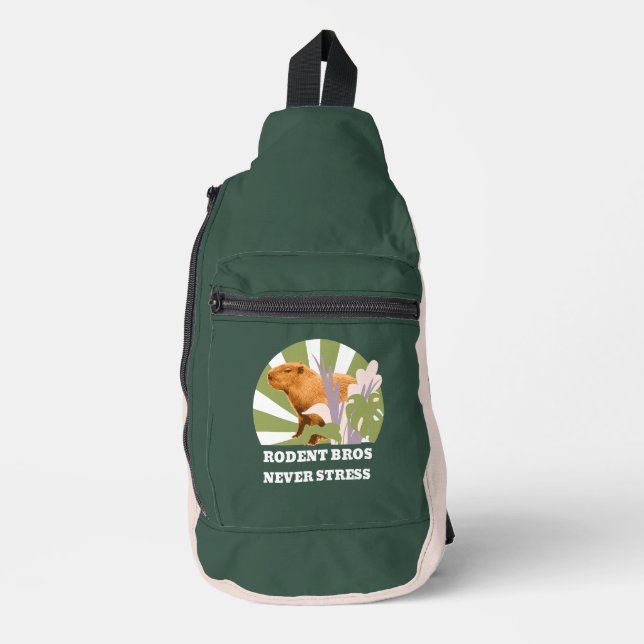 Rodent Bros Never Stress Funny Capybara Sling Bag (Front)
