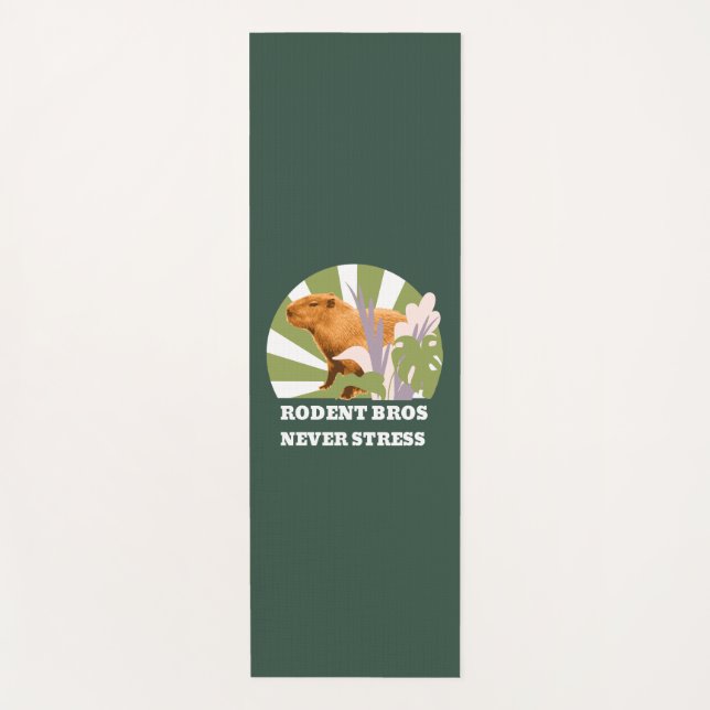 Rodent Bros Never Stress Funny Capybara Yoga Mat (Front)