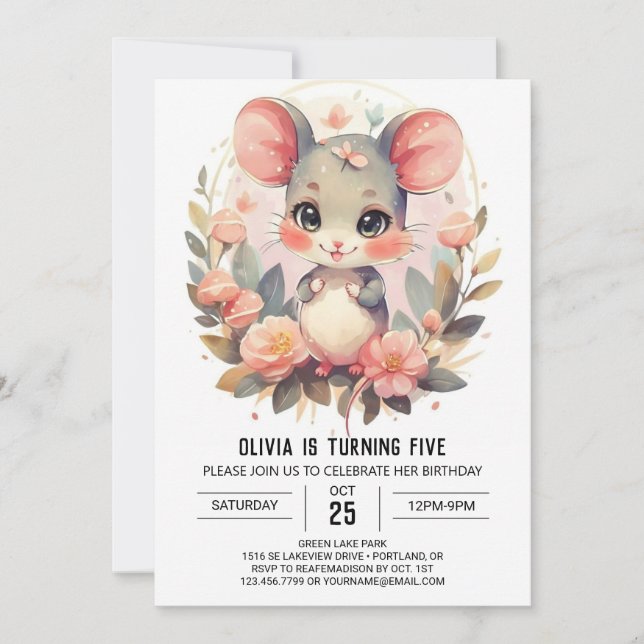 Rodent Chic Mouse Birthday Invitation (Front)