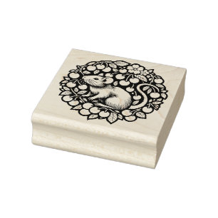 Rodent Fruit Cherry Rat Art Rats Cherries          Rubber Stamp