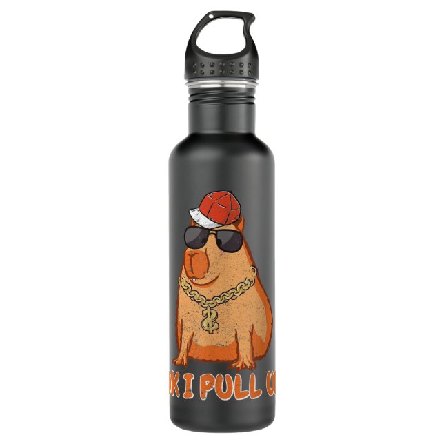 Rodent OK I PULL UP Cute Capybara  710 Ml Water Bottle (Front)