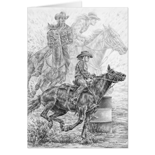 Rodeo Barrel Race Drawing Art by Kelli Swan (Front)
