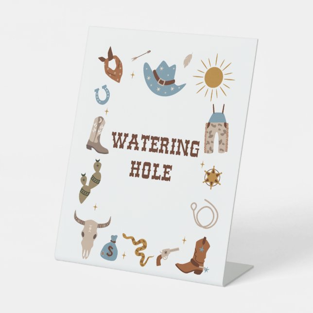 Rodeo Birthday Watering Hole Water Station Pedestal Sign (Front)