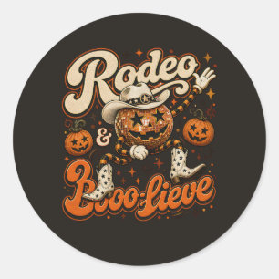 Rodeo & Boo-lieve Western Halloween Design Classic Round Sticker