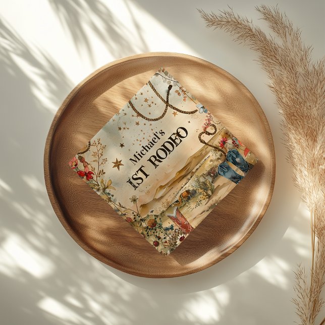 Rodeo Boots & Cactus 1st Birthday Napkin (Creator Uploaded)