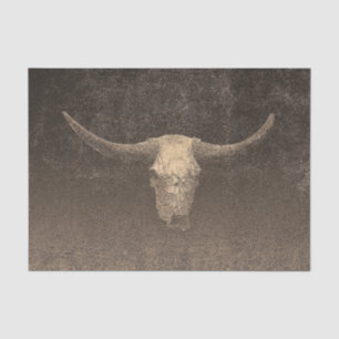 Rodeo Brown Art Texture Rustic Bull Skull Tissue Paper