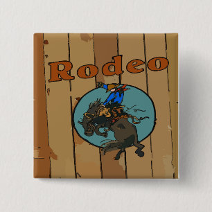 Rodeo Bucking Horse Wood Sign 15 Cm Square Badge