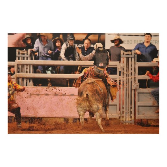 RODEO BULL AND RIDER QUEENSLAND AUSTRALIA WOOD WALL ART