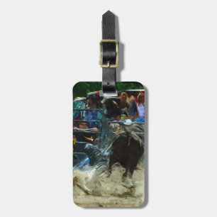 Rodeo Bull Ride Ending Abstract Impressionism Luggage Tag