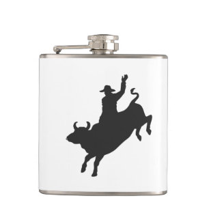 Rodeo Bull Ride silhouette Hip Flask