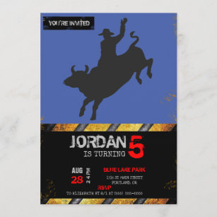 Rodeo Bull Ride silhouette Invitation