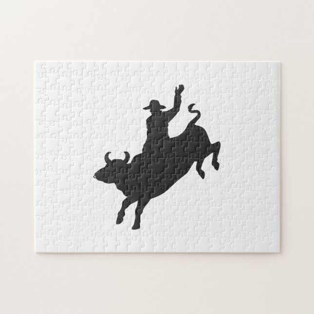 Rodeo Bull Ride silhouette Jigsaw Puzzle (Horizontal)
