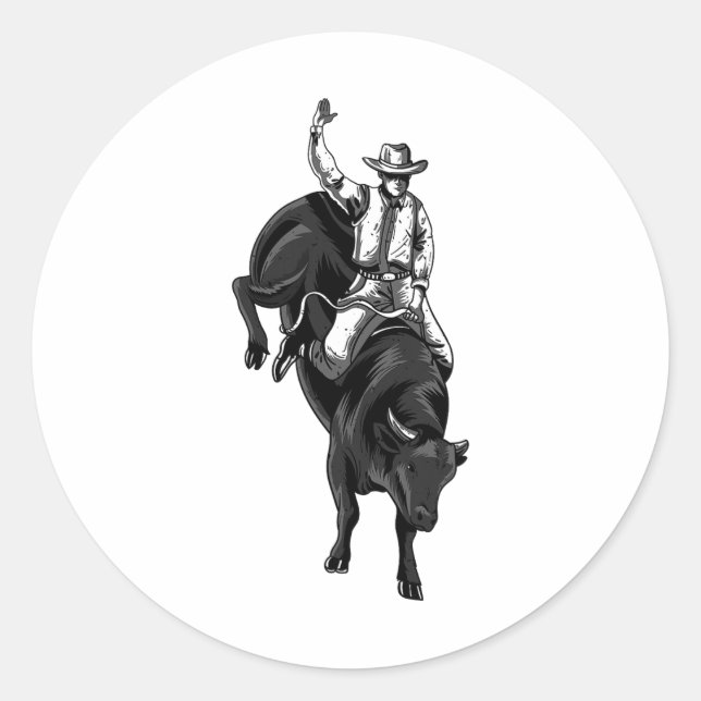 Rodeo Bull Rider For Cowboys Horseback Riding Hors Classic Round Sticker (Front)
