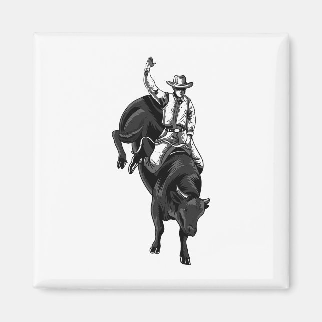 Rodeo Bull Rider For Cowboys Horseback Riding Hors Magnet (Front)
