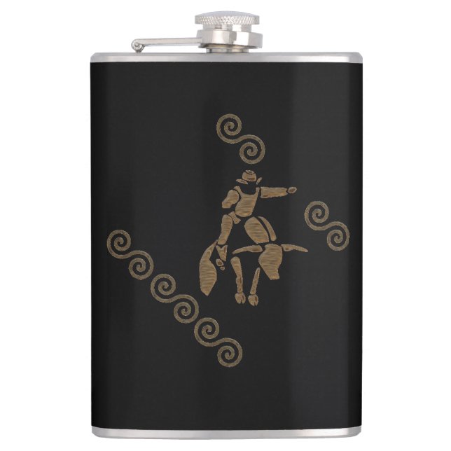 Rodeo Bull Rider on a Longhorn Hip Flask (Front)