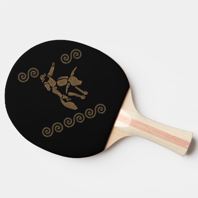 Rodeo Bull Rider on a Longhorn Ping Pong Paddle (Side)