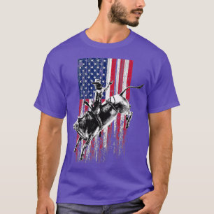 Rodeo Bull Rider Patriotic American Flag  for Cowb T-Shirt