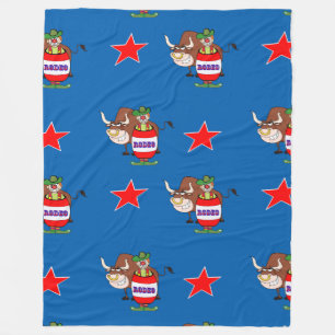 Rodeo Clown and Bull Fleece Blanket