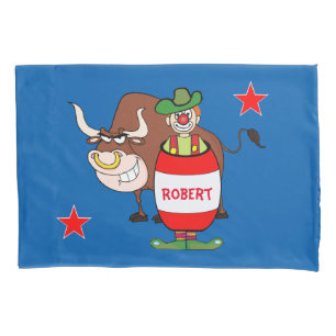 Rodeo Clown And Bull Personalise Pillow Case