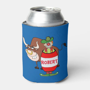 Rodeo Clown and Bull Personalised Can Cooler