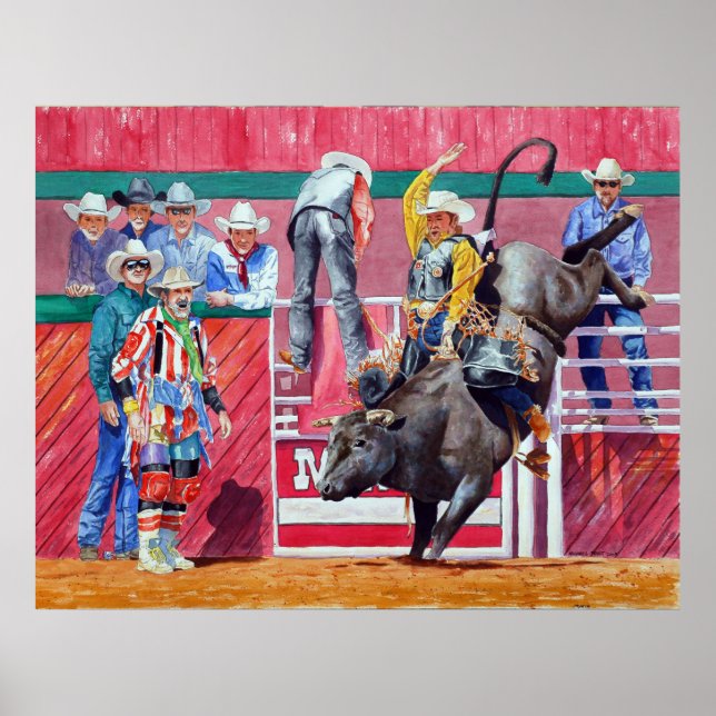 Rodeo Clown and Bull Rider Poster (Front)