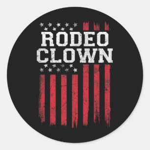 Rodeo Clown Proud American Flag Usa Patriot Patrio Classic Round Sticker