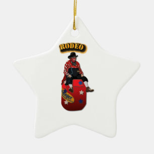 Rodeo Clowns with Text Ceramic Tree Decoration