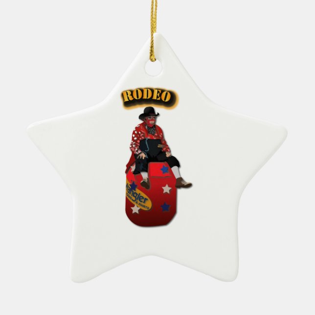 Rodeo Clowns with Text Ceramic Tree Decoration (Front)