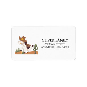 Rodeo Cowboy 1st Birthday Invitations address  Label
