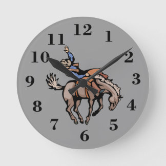 rodeo cowboy and bucking horse clock