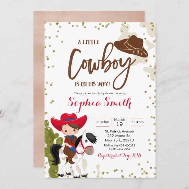 Rodeo Cowboy Baby Shower Invitation (Front/Back)