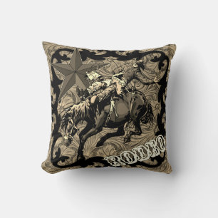 Rodeo Cowboy Bareback Bronc Rider Throw Pillow