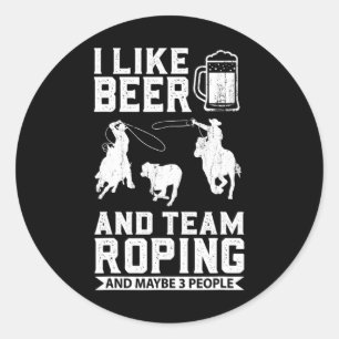Rodeo Cowboy Barrel Racing Team Roping Horseback R Classic Round Sticker