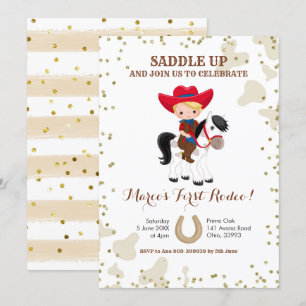 Rodeo cowboy blonde boy birthday Invitation