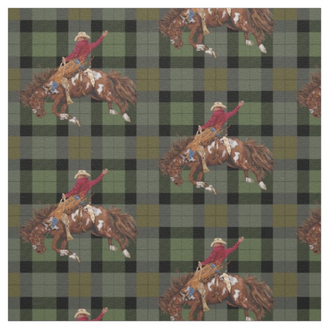 Rodeo Cowboy-Bronco Busting Western Fabric (Swatch)