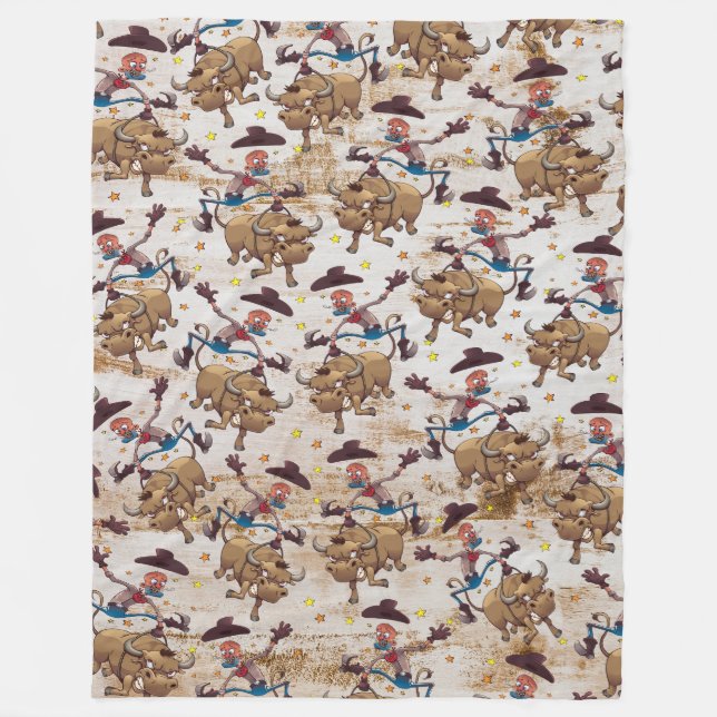 Rodeo Cowboy Bull Riding Country Western Fleece Blanket (Front)