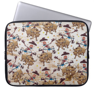 Rodeo Cowboy Bull Riding Country Western Laptop Sleeve
