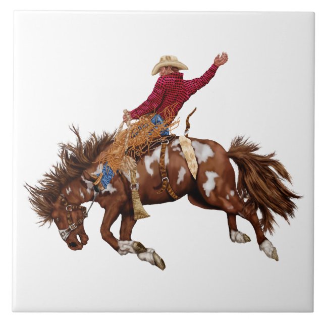 Rodeo Cowboy  Ceramic Tile (Front)