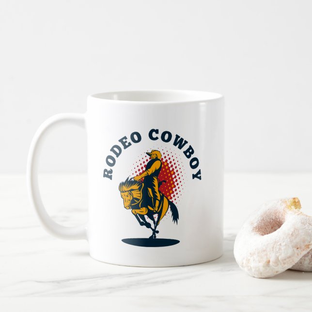 rodeo cowboy coffee mug (With Donut)