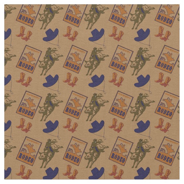 Rodeo Cowboy County Western  Fabric (Close Up)