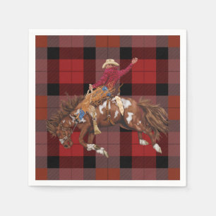 Rodeo Cowboy on Bucking Bronco Napkin