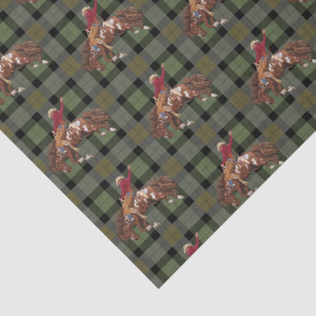 Rodeo Cowboy On Plaid Tissue Paper (Detail)
