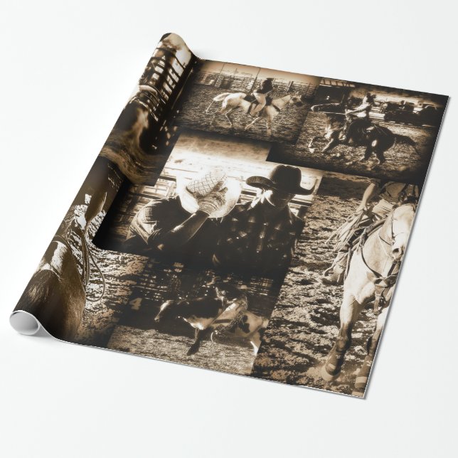 Rodeo Cowboy Rustic Country Western Wrapping Paper (Unrolled)