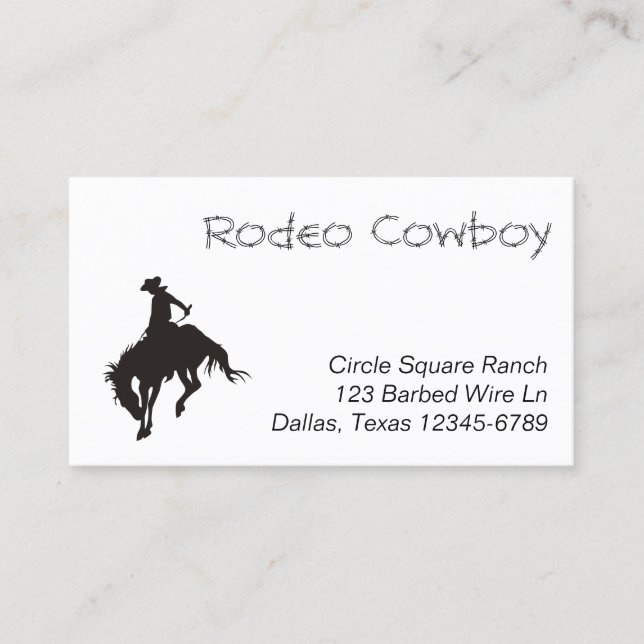 Rodeo Cowboy Silhouette Business Card (Front)