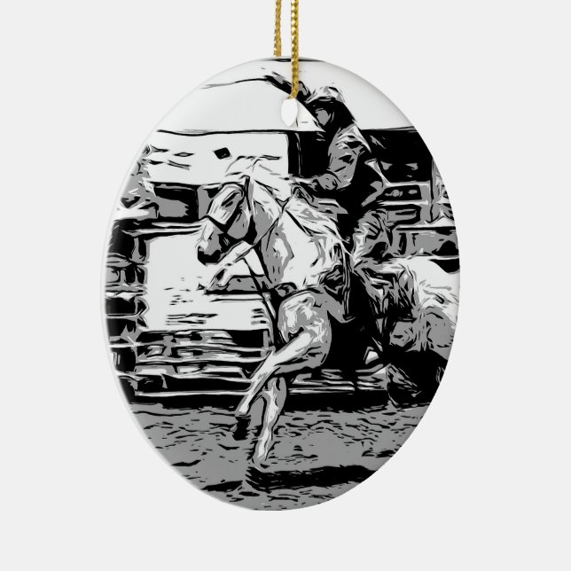 Rodeo Cowboy  - Steer Roping Event Ceramic Ornament (Right)
