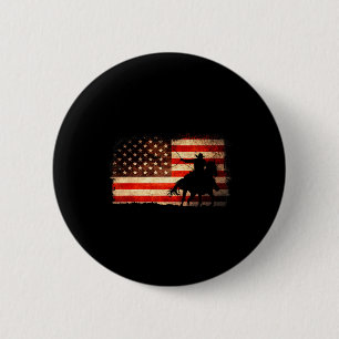 Rodeo Cowboy Western Country Horse Usa Flag 4th Of 6 Cm Round Badge